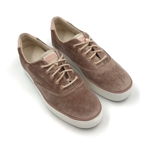 Keds Pale Pink Rise Velvet Platform Sneakers Like New Size 8 - Picture 2 of 11